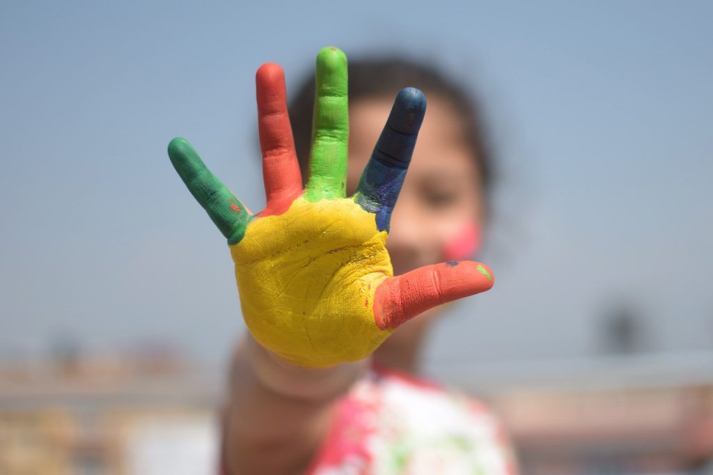 colorful, five fingers, kid