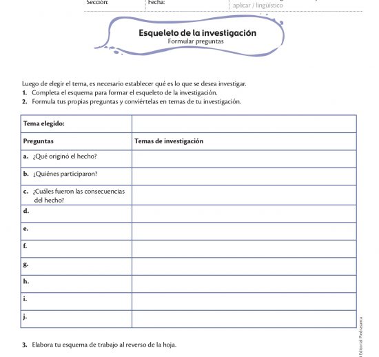 Esqueleto de la investigación