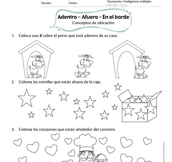 adentro - afuera - en el borde