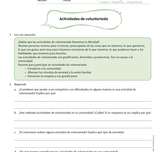 Actividades de voluntariado
