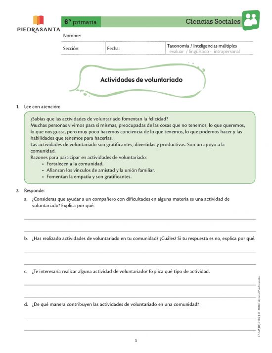 Actividades de voluntariado