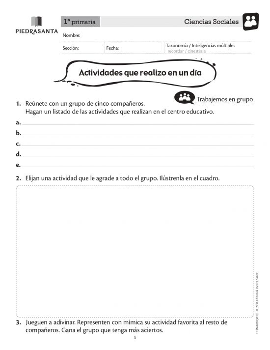 Actividades que realizo en un día (grupo)