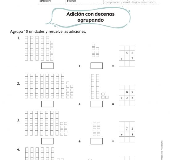 Adición con decenas agrupando