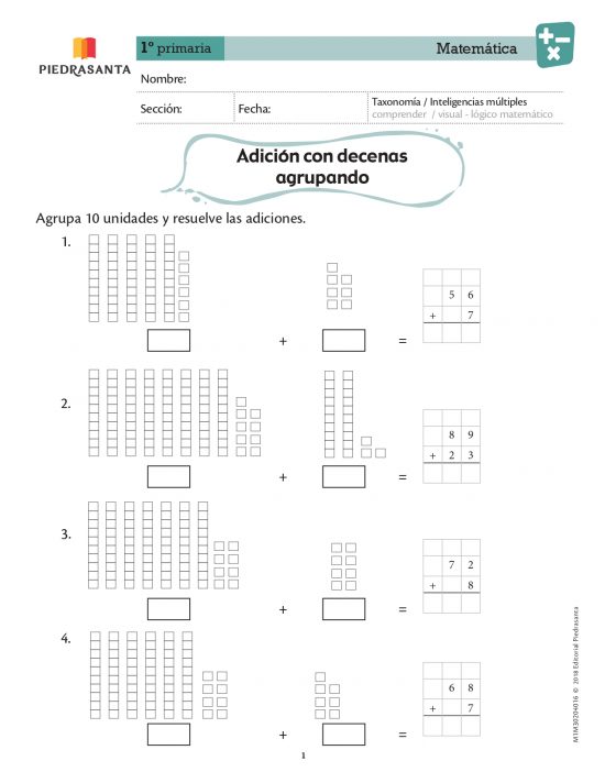 Adición con decenas agrupando