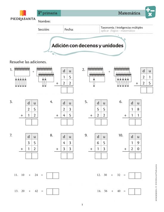 Adición con decenas y unidades