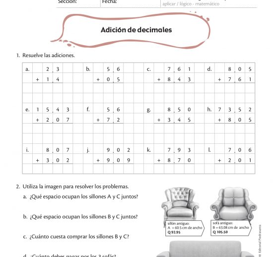 Adición con decimales