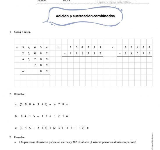 Adición y sustracción combinadas