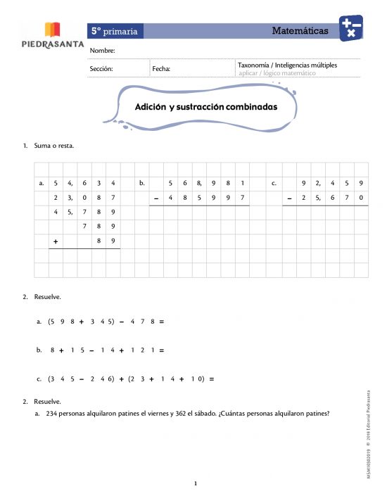 Adición y sustracción combinadas