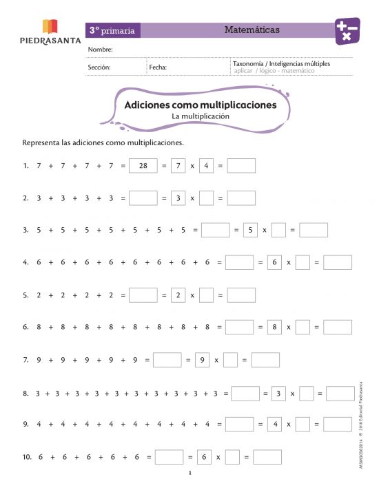 Adiciones como multiplicaciones