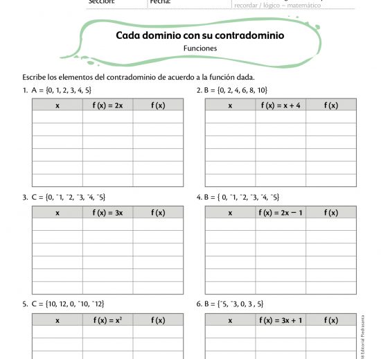 Cada dominio con su contra dominio
