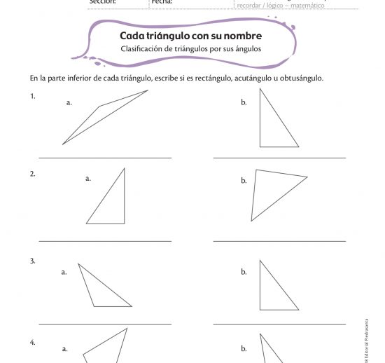 Cada triángulo con su nombre