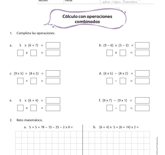 Cálculo con operaciones combinadas