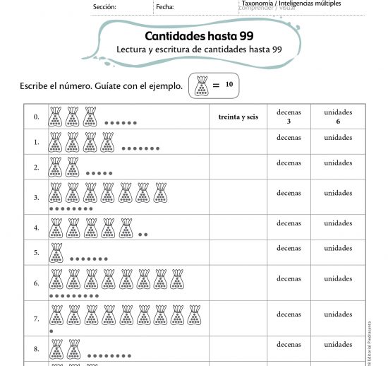 Cantidades hasta 99