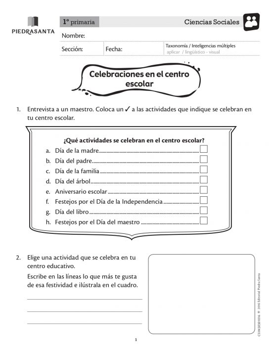 Celebraciones en el centro escolar