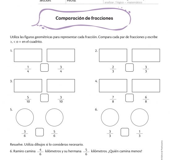 Comparación de fracciones