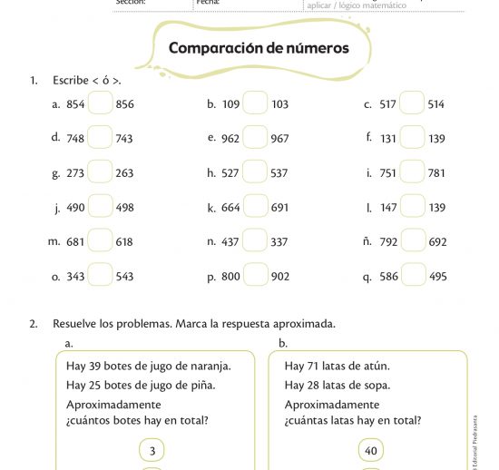 Comparación de números