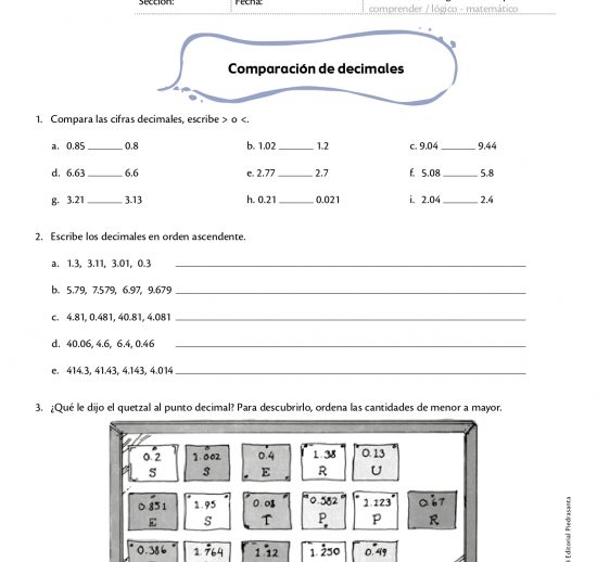 Comparación de decimales