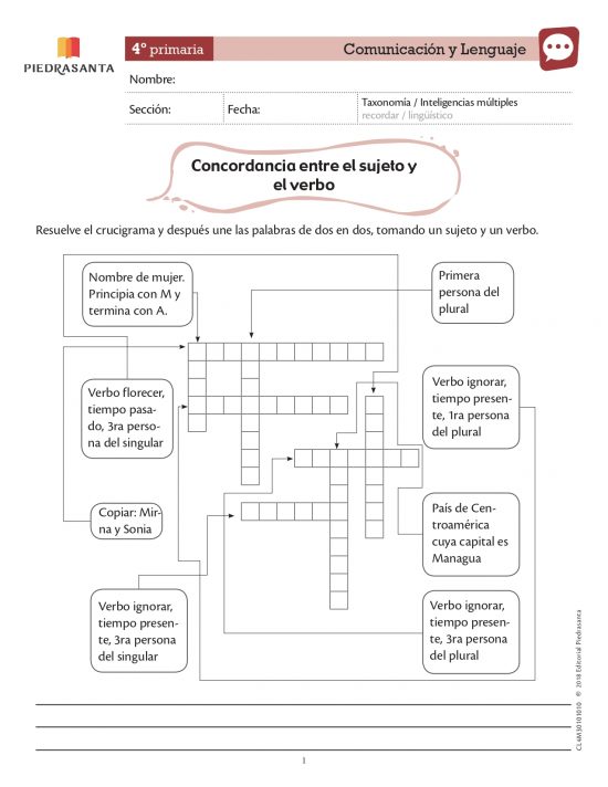 Concordancia entre sujeto y el verbo