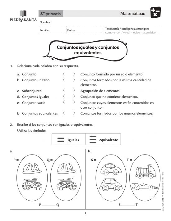 Conjuntos iguales y conjuntos equivalentes