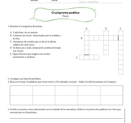 Crucigrama poético