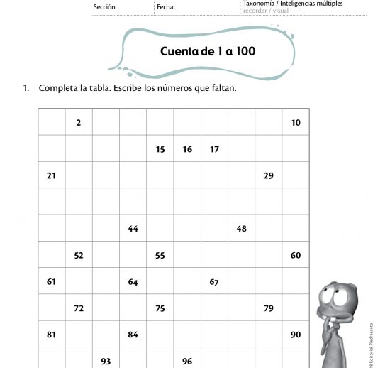 Cuenta de 1 a 100