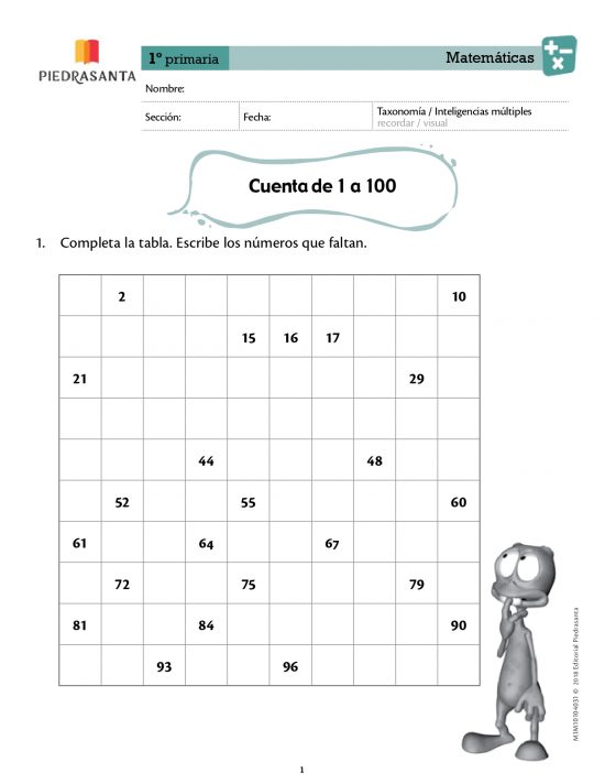 Cuenta de 1 a 100