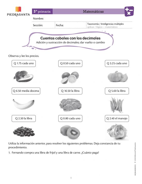 Cuentas cabales con los decimales