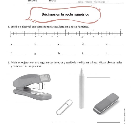 Décimos en la recta numérica