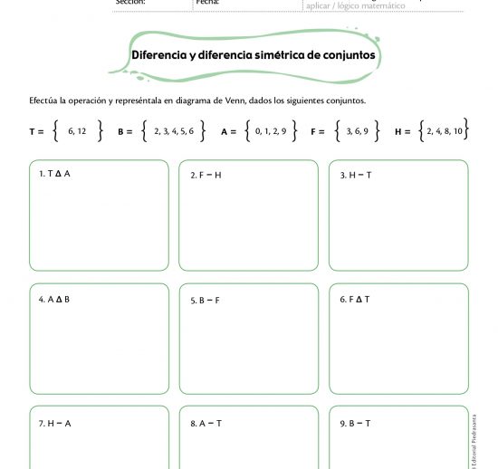 Diferencia y diferencia simétrica de conjuntos