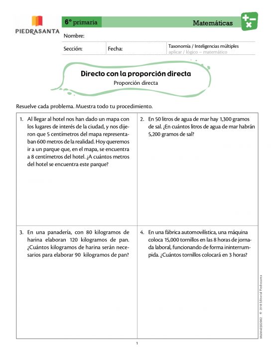 Directo con la proporción directa
