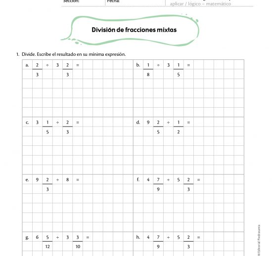 Division de fracciones mixtas