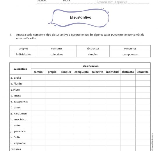 El sustantivo