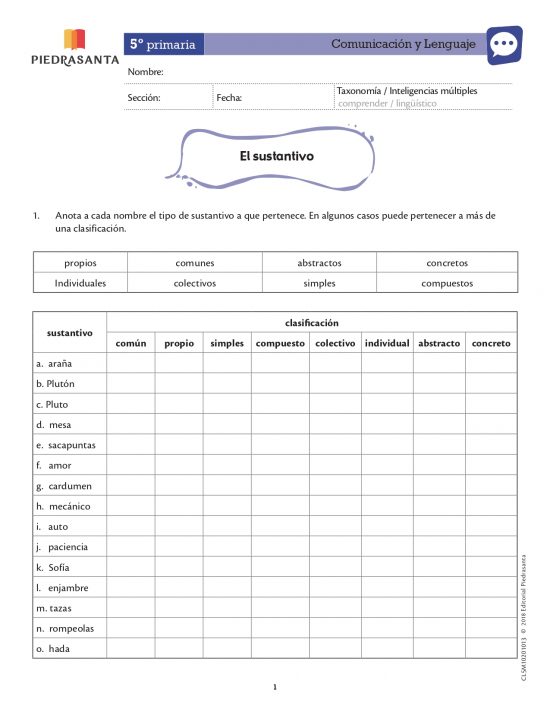 El sustantivo