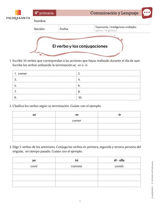 El verbo y las conjugaciones