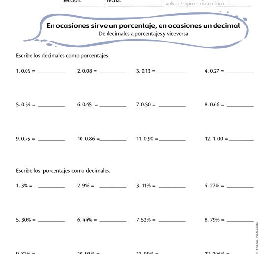 En ocasiones sirve un porcentaje, en ocasiones un decimal