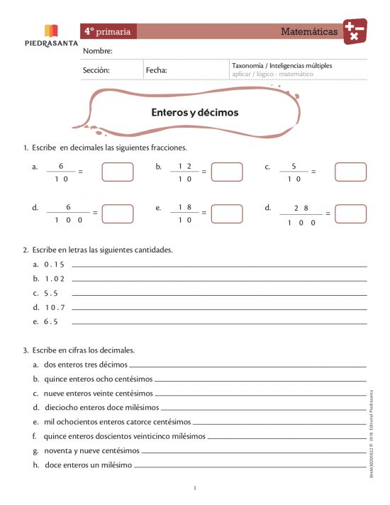 Enteros y décimos