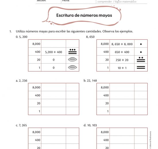 Escritura de números mayas