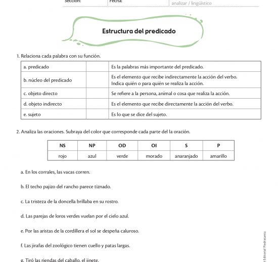 Estructura del predicado