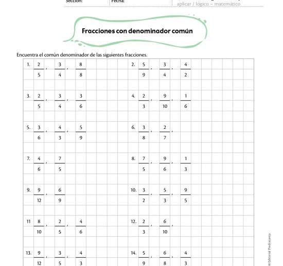 Fracciones con denominador común