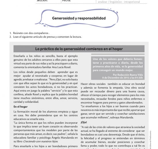Generosidad y responsabilidad