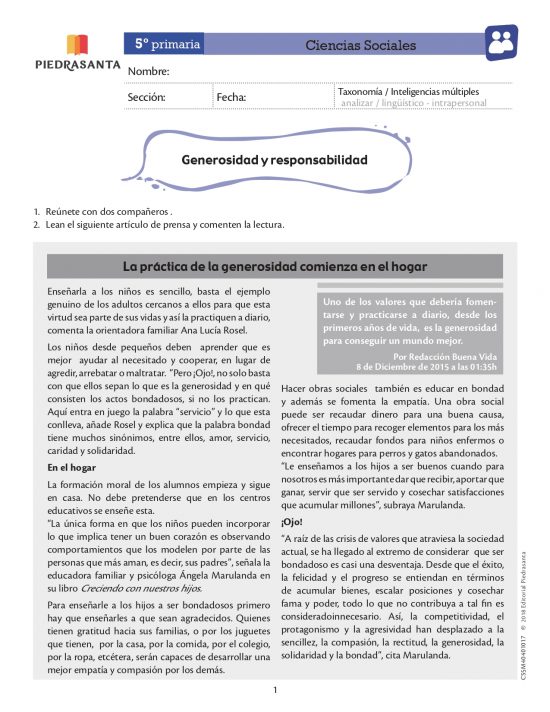 Generosidad y responsabilidad