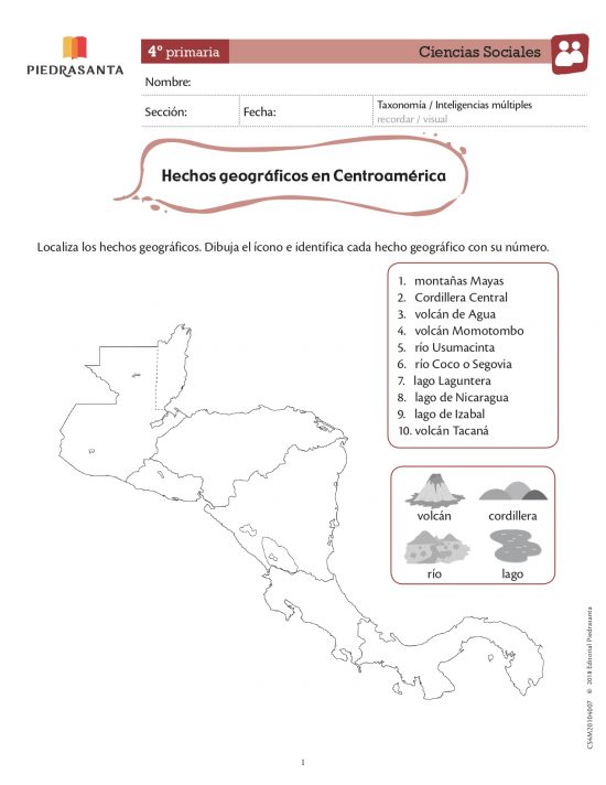 Hechos geográficos en Centroamérica