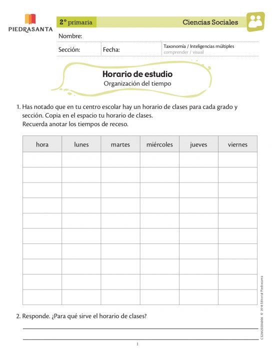 Horarios de estudio
