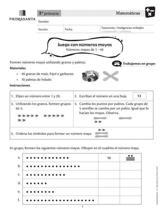 Juego con números mayas