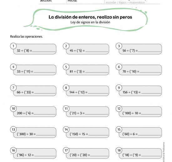 La división de enteros, realizo sin peros