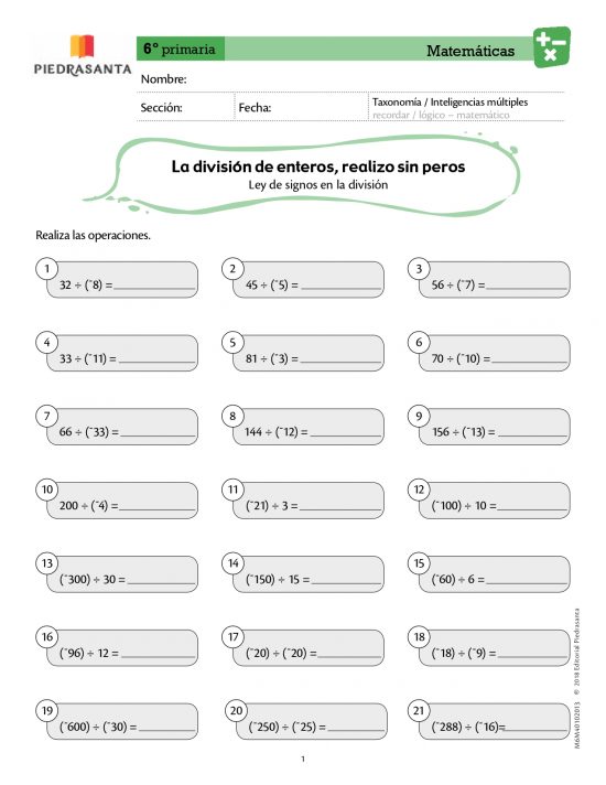 La división de enteros, realizo sin peros