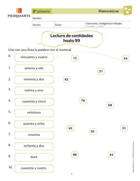 Lectura de cantidades hasta 99