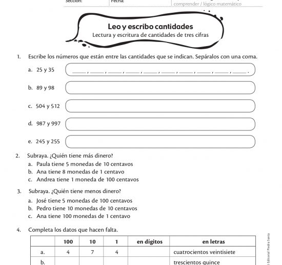 Leo y escribo cantidades