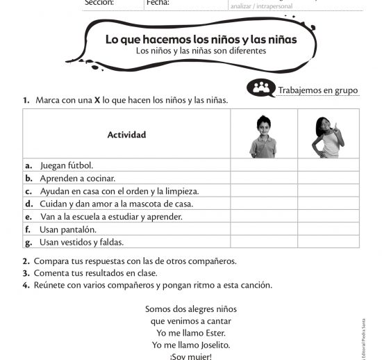 Lo que hacemos los niños y las niñas