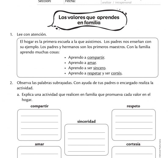 Los valores que aprendes en familia